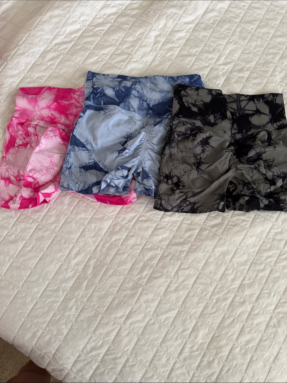 Tie-Dye Active Biker Shorts - Pink, Blue, Black